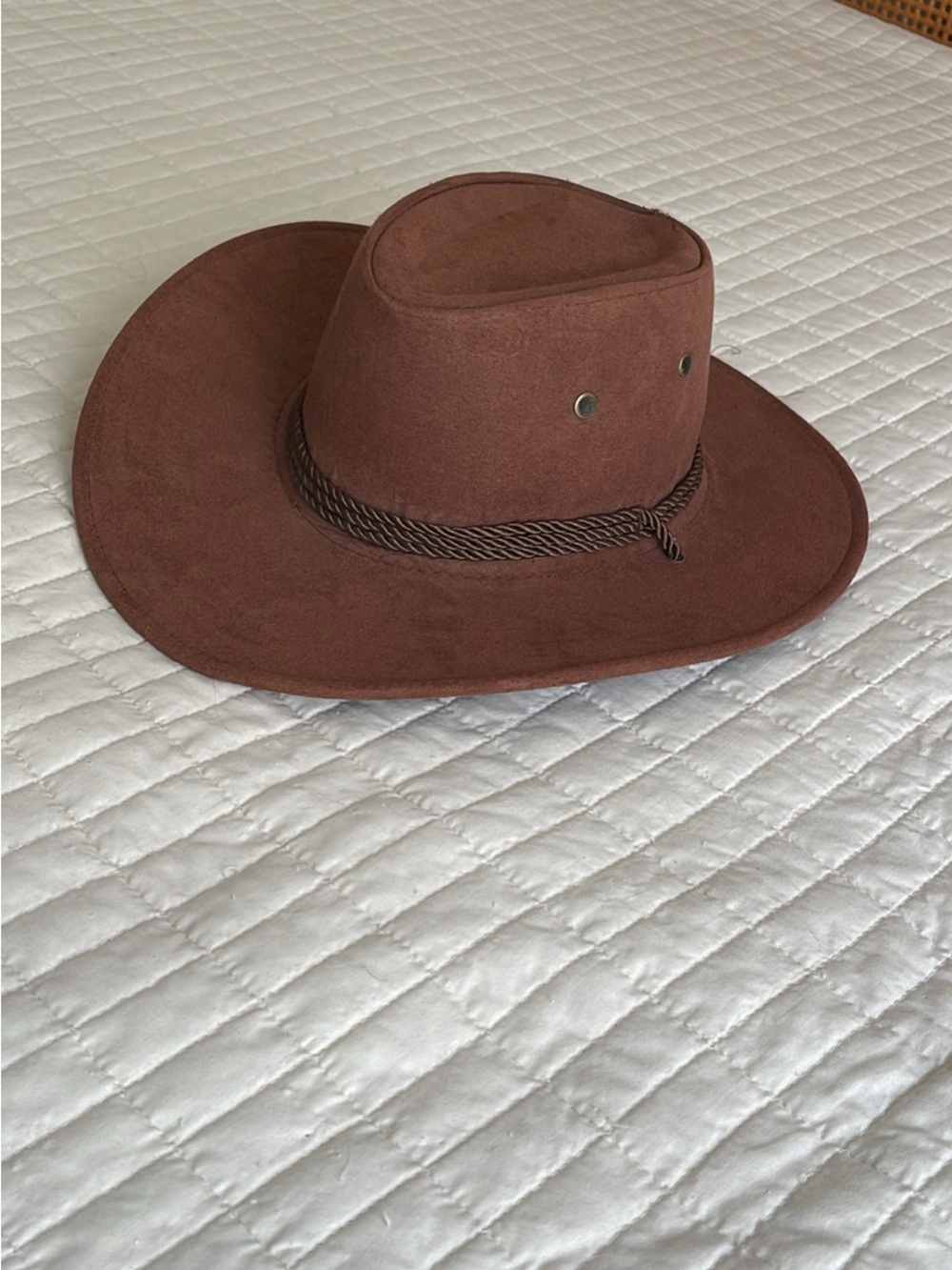 Brown Suede Outback Cowboy Hat with Braided Band